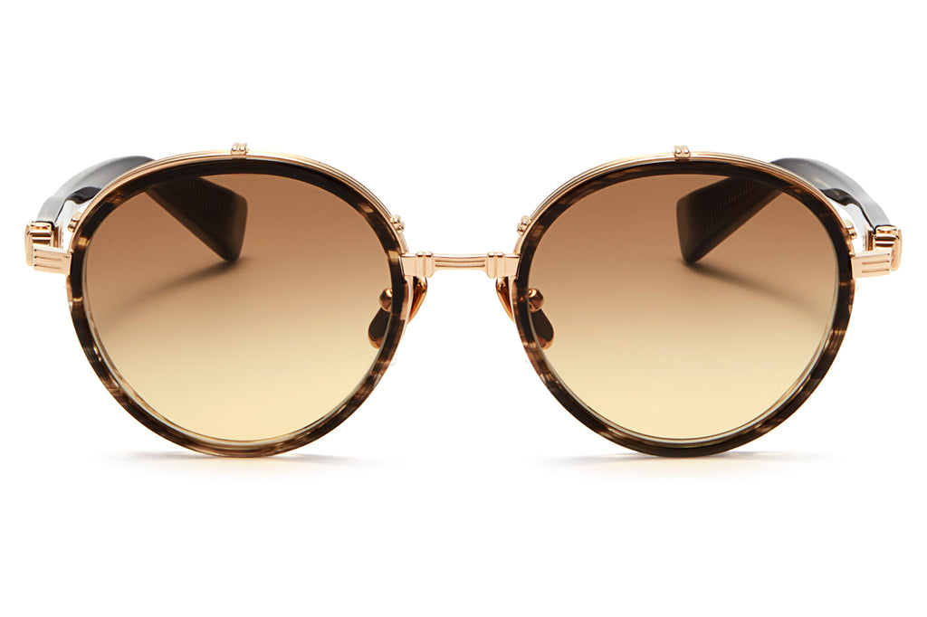 Balmain® Eyewear - Croissy Sunglasses Dark Brown Swirl & White Gold with Dark Brown & AR Lenses