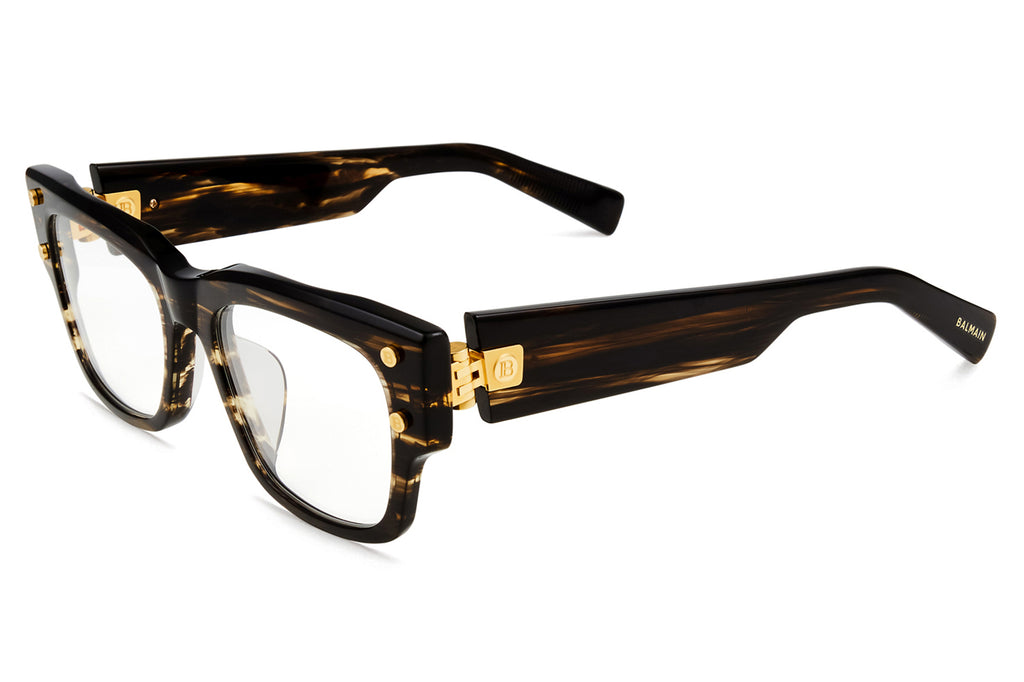 Balmain® Eyewear - B-IV Eyeglasses Dark Brown Swirl & White Gold