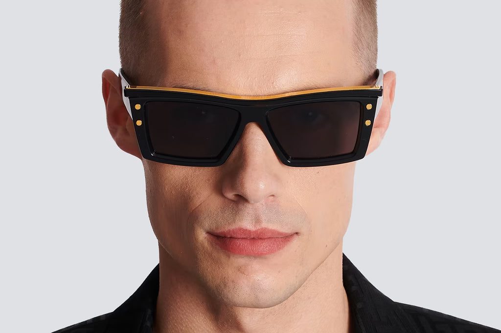 Balmain® Eyewear - B-VII Sunglasses Black & Gold with Dark Grey Lenses