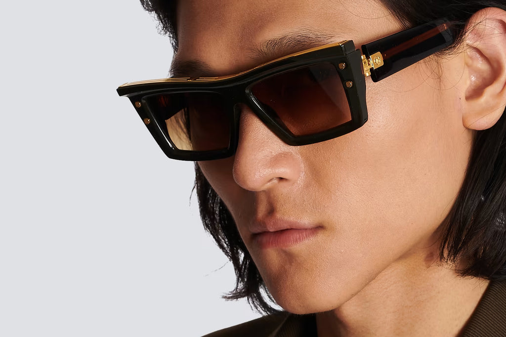 Balmain® Eyewear - B-VII Sunglasses Navy & Gold with Brown Gradient Lenses