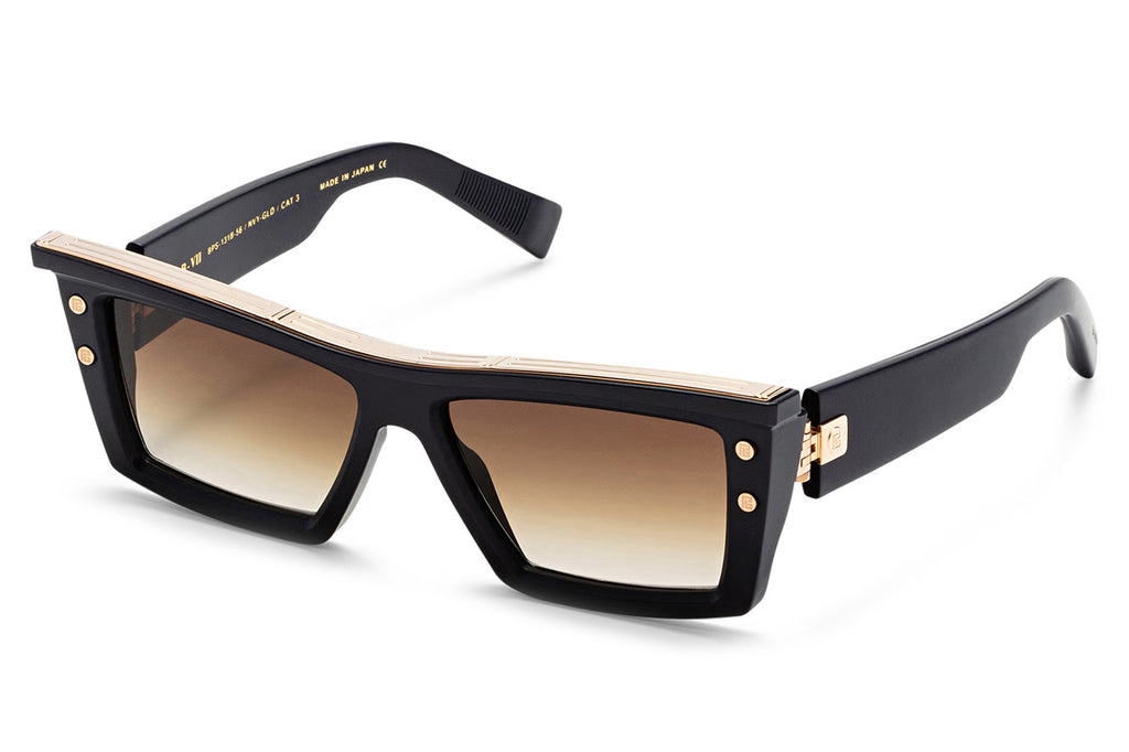 Balmain® Eyewear - B-VII Sunglasses Navy & Gold with Brown Gradient Lenses