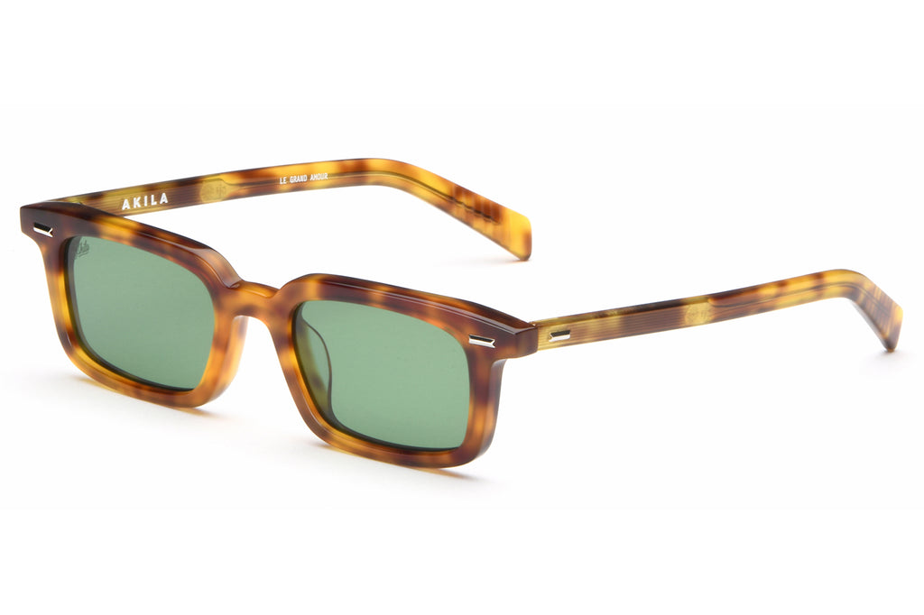AKILA® Eyewear - Big City Sunglasses Yellow Tortoise w/ Green Lenses