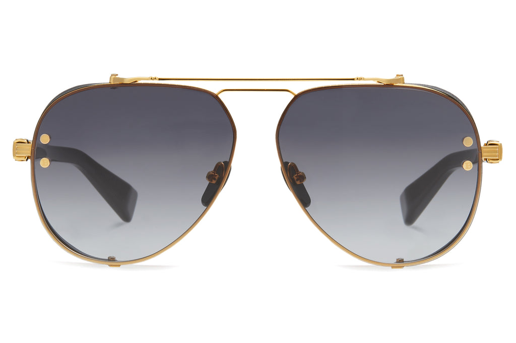 Balmain® Eyewear - Capitaine Sunglasses Black & Gold with Dark Grey Gradient Lenses