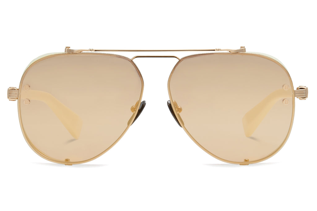 Balmain® Eyewear - Capitaine Sunglasses White Gold & Bone with Brown Gold Mirror Lenses