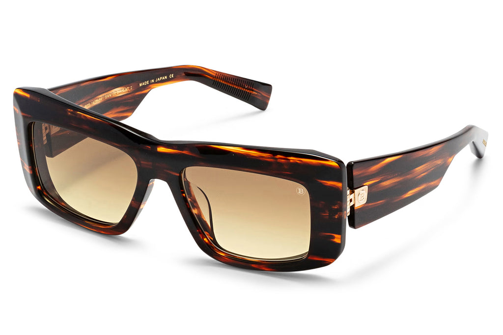 Balmain® Eyewear - Envie Sunglasses Brown Swirl & Gold with Brown Gradient Lenses