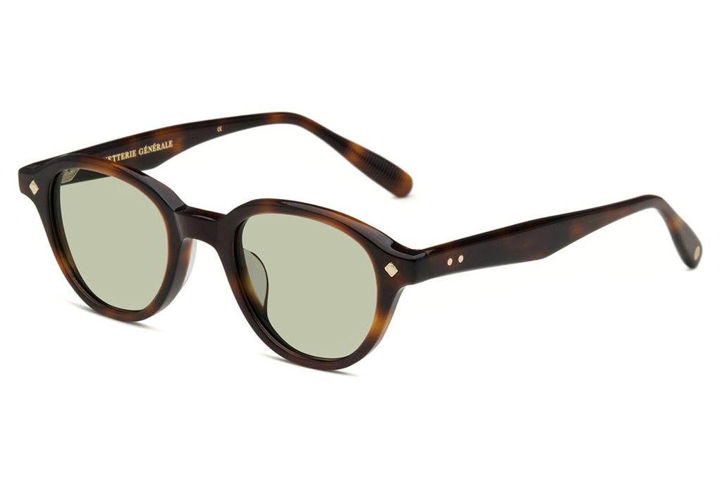 Lunetterie Générale - Bon Vivant Sunglasses Medium Tortoise/14k Gold with Green G13 Lenses (Col.ll)