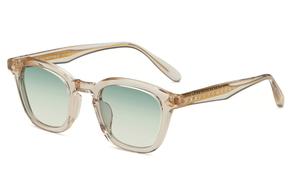 Lunetterie Générale - Cognac Sunglasses Smoked Crystal/18k Gold with Gradient Blue Green Lenses 