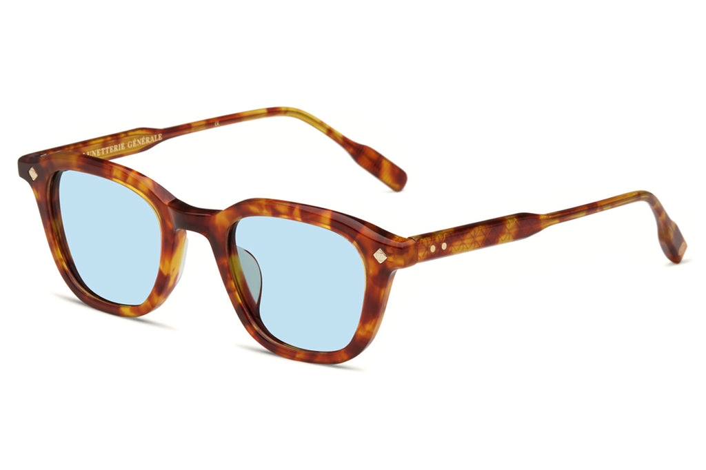 Lunetterie Générale - Enigma Sunglasses Vintage Havana/14k Gold with Light Blue Lenses (Col.ll)