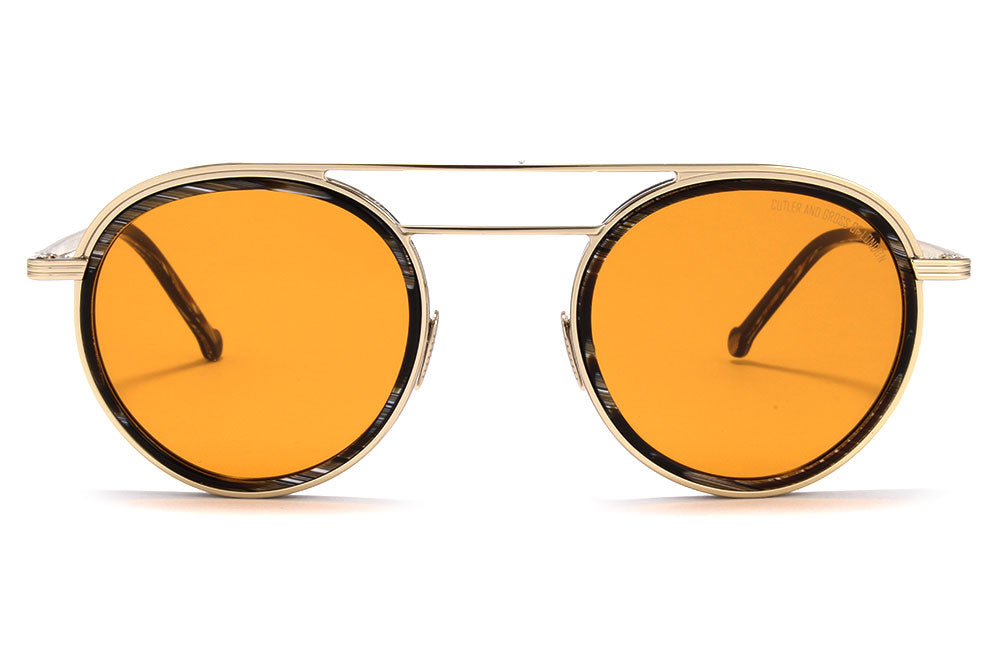 Cutler & Gross - 1270 Sunglasses Gold and Black Horn with Orange Lenses