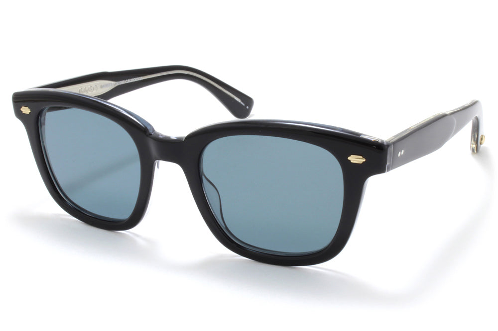 Garrett Leight® - Calabar Sunglasses Black Laminate Crystal with Semi-Flat Blue Smoke Lenses