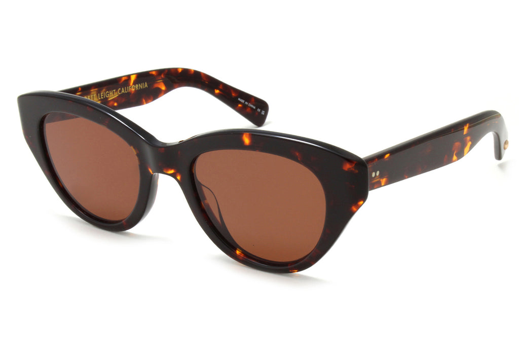 Garrett Leight - Dottie Sunglasses Caviar Tortoise with Semi-Flat Oak Lenses