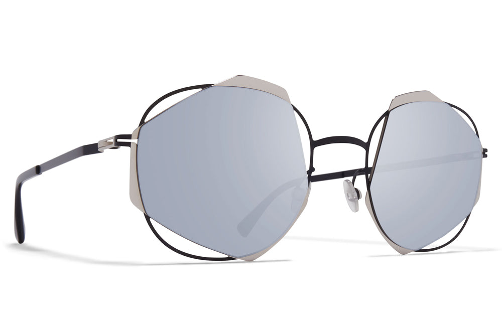 MYKITA / Damir Doma - Achilles Sunglasses Black/Silver with Silver Flash Lenses