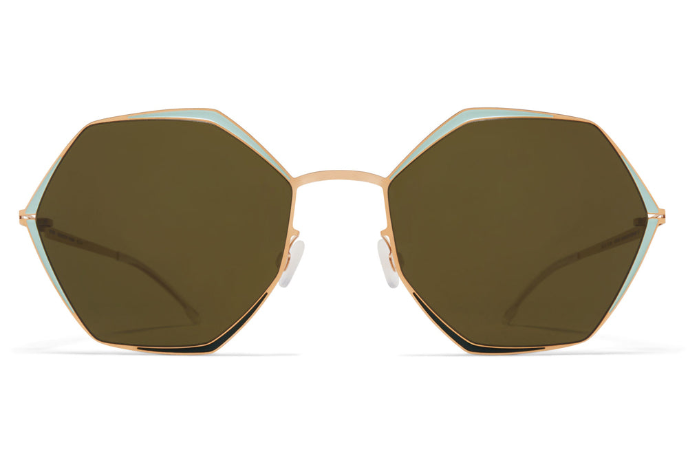 MYKITA - Alessia Sunglasses Champagne Gold/Green/Moss with Raw Green Lenses