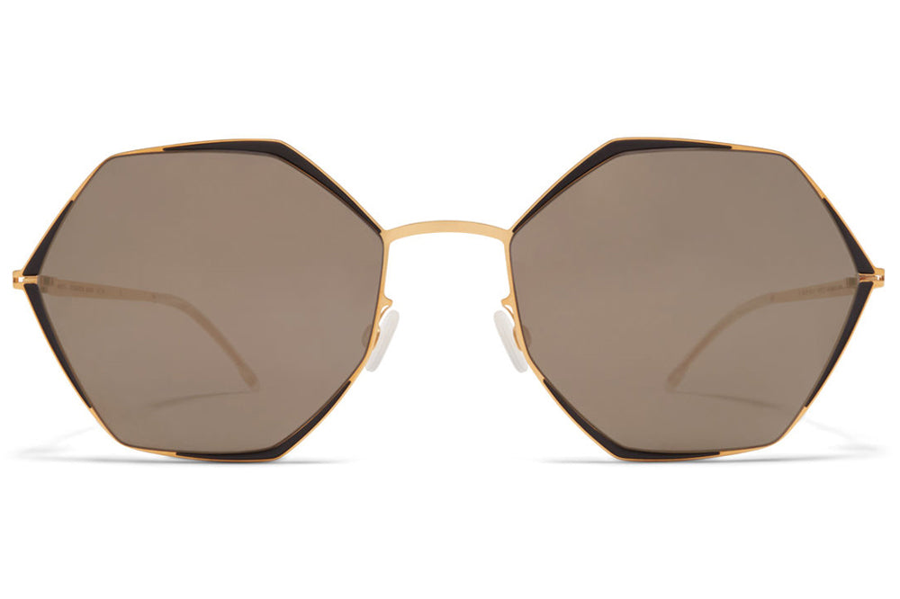MYKITA - Alessia Sunglasses Gold/Jet Black with Brilliant Grey Solid Lenses