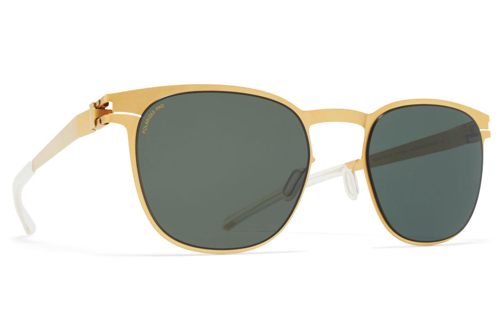 MYKITA - Easton Sunglasses Frosted Gold with Polarized Pro Green 15 Lenses