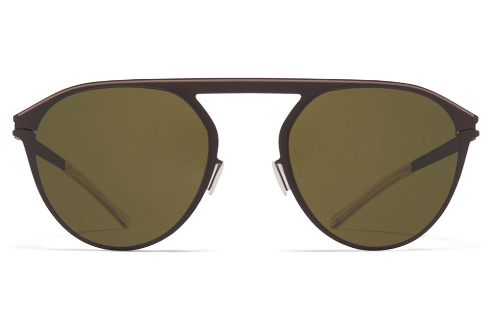MYKITA - Paulin Sunglasses Dark Brown/Dark Sand with Raw Green Solid Lenses