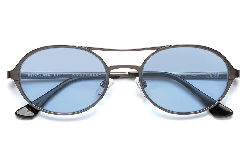 Retro Super Future® - Bird Sunglasses Gunmetal with  Blue Lenses