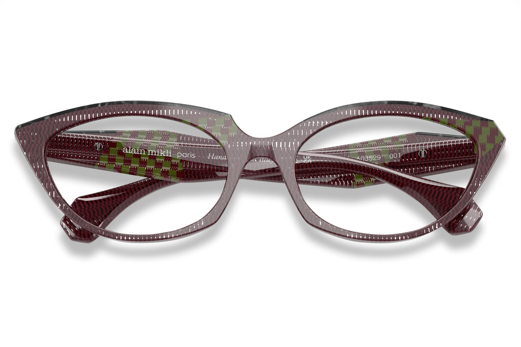 Alain Mikli - A03529 Eyeglasses Pointille Burgundy/Damier Green/Noir Mikli