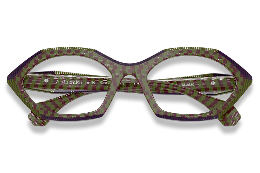 Alain Mikli - A03530 Eyeglasses Pointillee Olive/Damier Bourdeaux/Purple