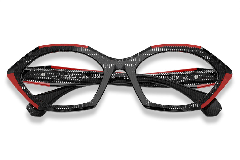 Alain Mikli - A03530 Eyeglasses Pointillee Black/Noir Nacre/Rouge Nacre