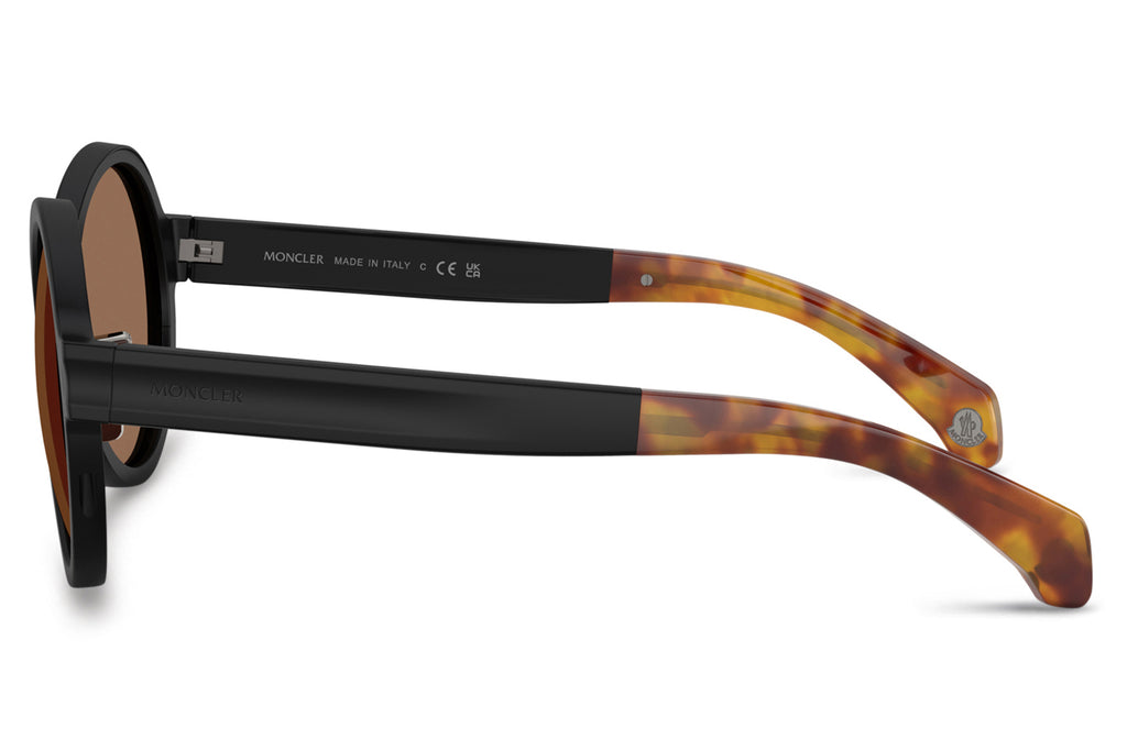 Moncler Lunettes® Rondo (ME4001) Sunglasses Matte Black w/ Brown Lenses