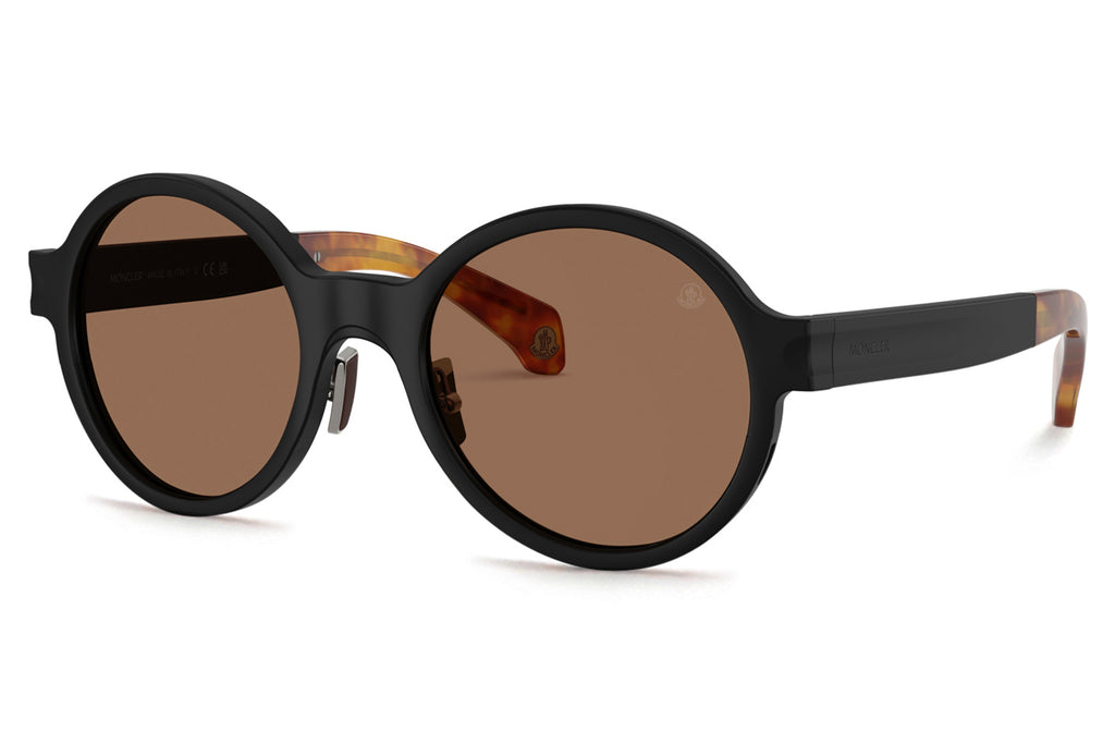 Moncler Lunettes® Rondo (ME4001) Sunglasses Matte Black w/ Brown Lenses