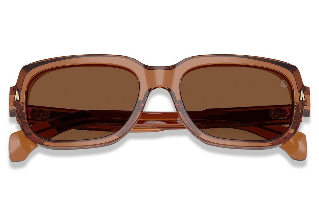 Moncler Lunettes® - Suntrap (ME6008) Sunglasses Transparent Shiny Cognac with Brown Solid Polar Lens
