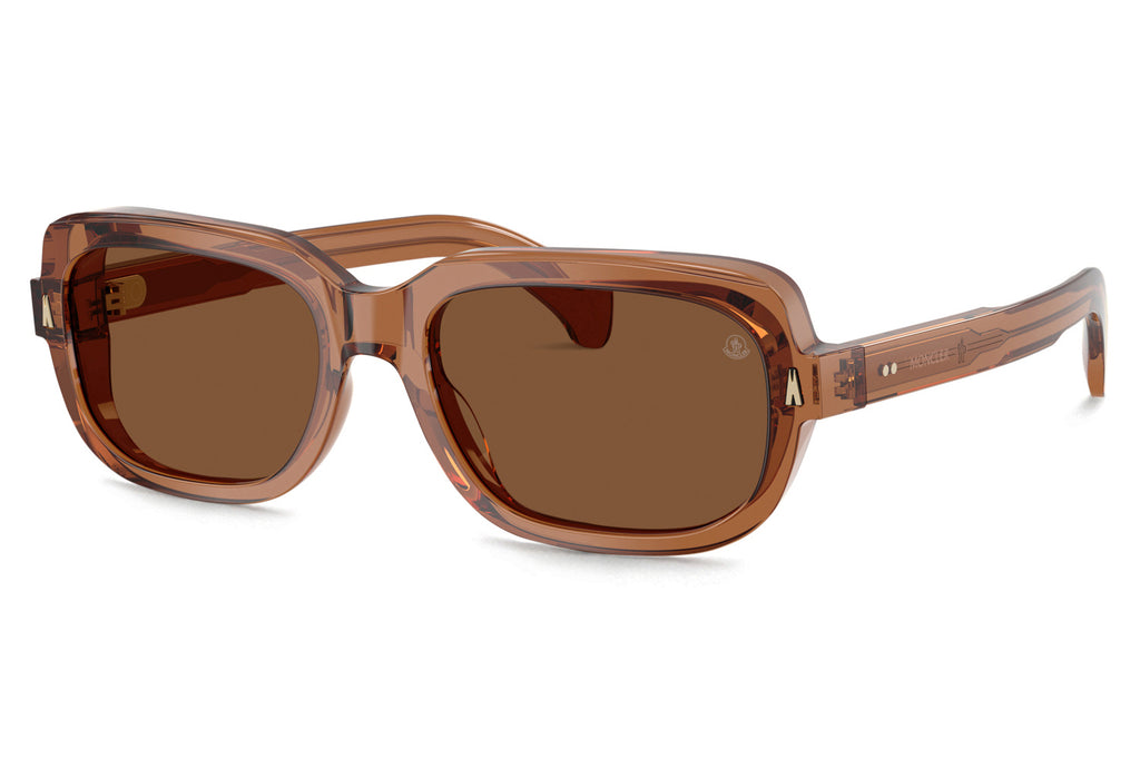 Moncler Lunettes® - Suntrap (ME6008) Sunglasses Transparent Shiny Cognac with Brown Solid Polar Lens