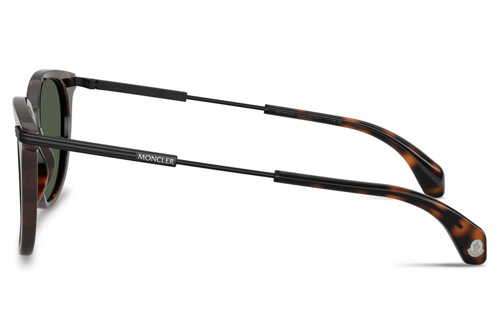 Moncler Lunettes® - Korra (ME6013) Sunglasses Shiny Dark Havana with Solid Green Polar Lenses