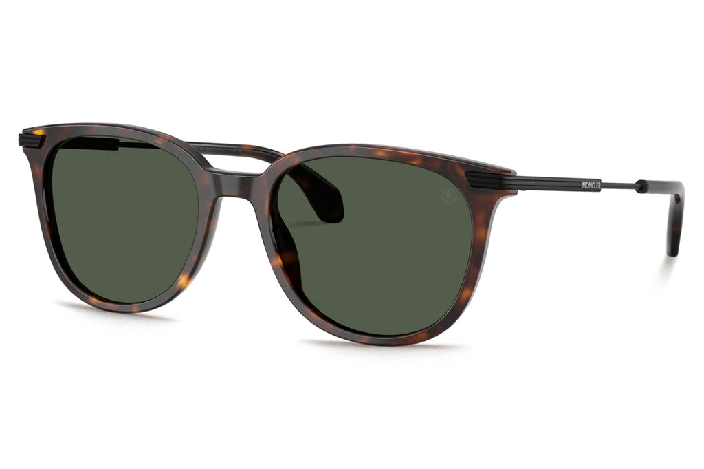 Moncler Lunettes® - Korra (ME6013) Sunglasses Shiny Dark Havana with Solid Green Polar Lenses