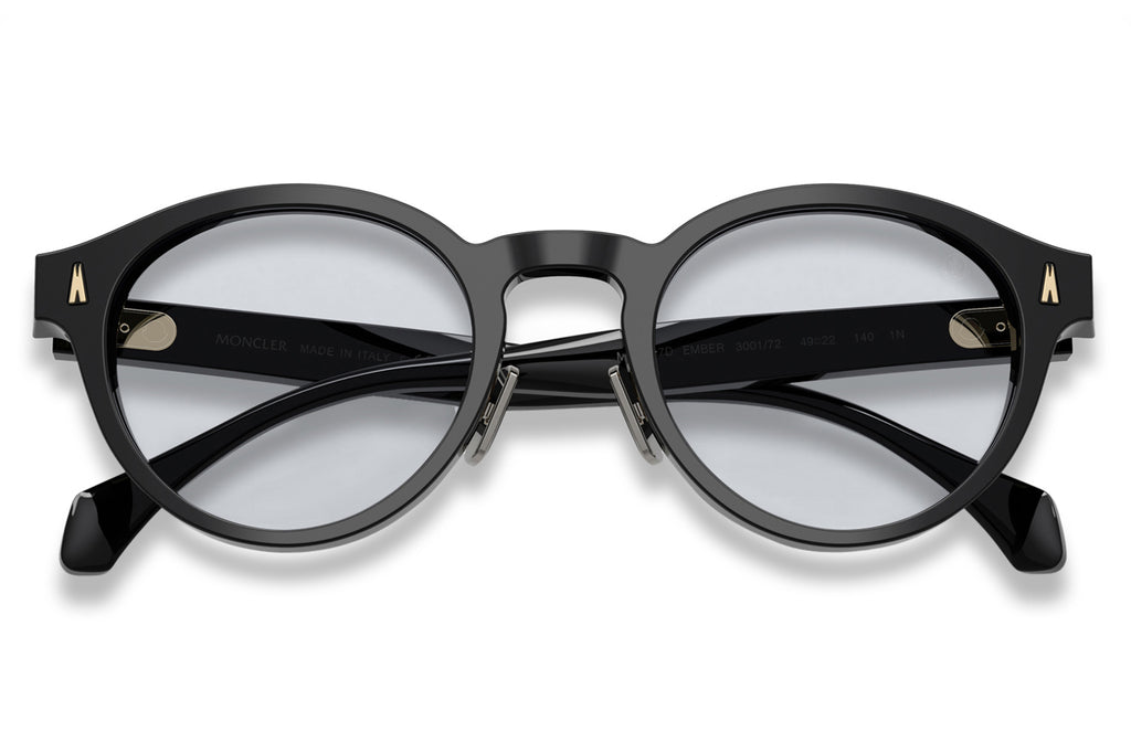 Moncler Lunettes® - Ember (ME6017D) Sunglasses Shiny Black with Solid Light Azure Lenses