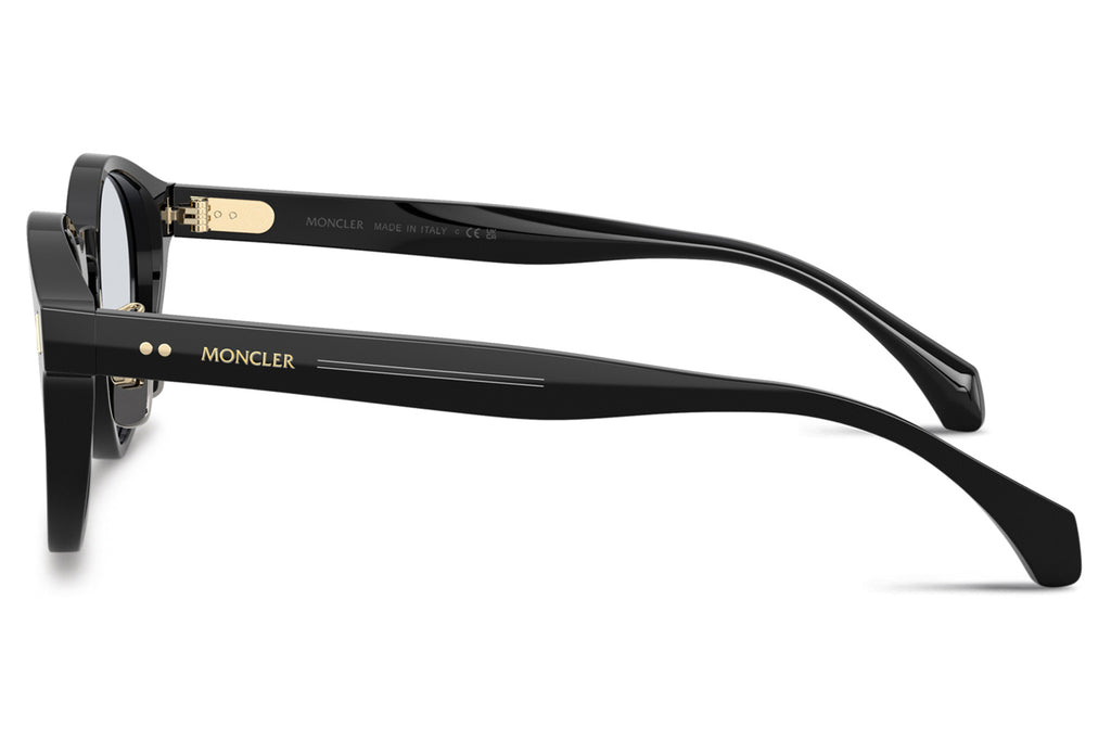 Moncler Lunettes® - Ember (ME6017D) Sunglasses Shiny Black with Solid Light Azure Lenses