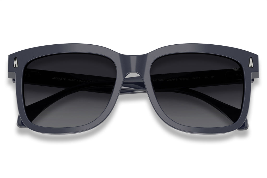 Moncler Lunettes® - Valaire (ME6018F) Sunglasses Shiny Dark Blue with Grey Gradient Polar Lenses
