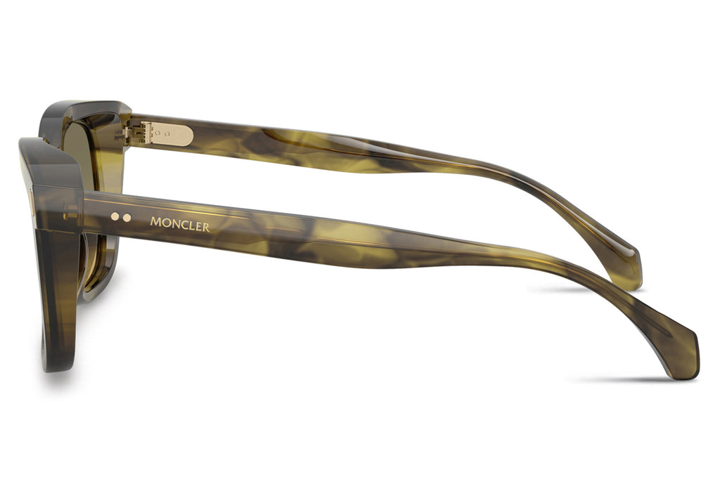 Moncler Lunettes® - Valaire (ME6018) Sunglasses Shiny Green Striped Havana