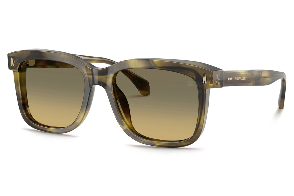 Moncler Lunettes® - Valaire (ME6018) Sunglasses Shiny Green Striped Havana