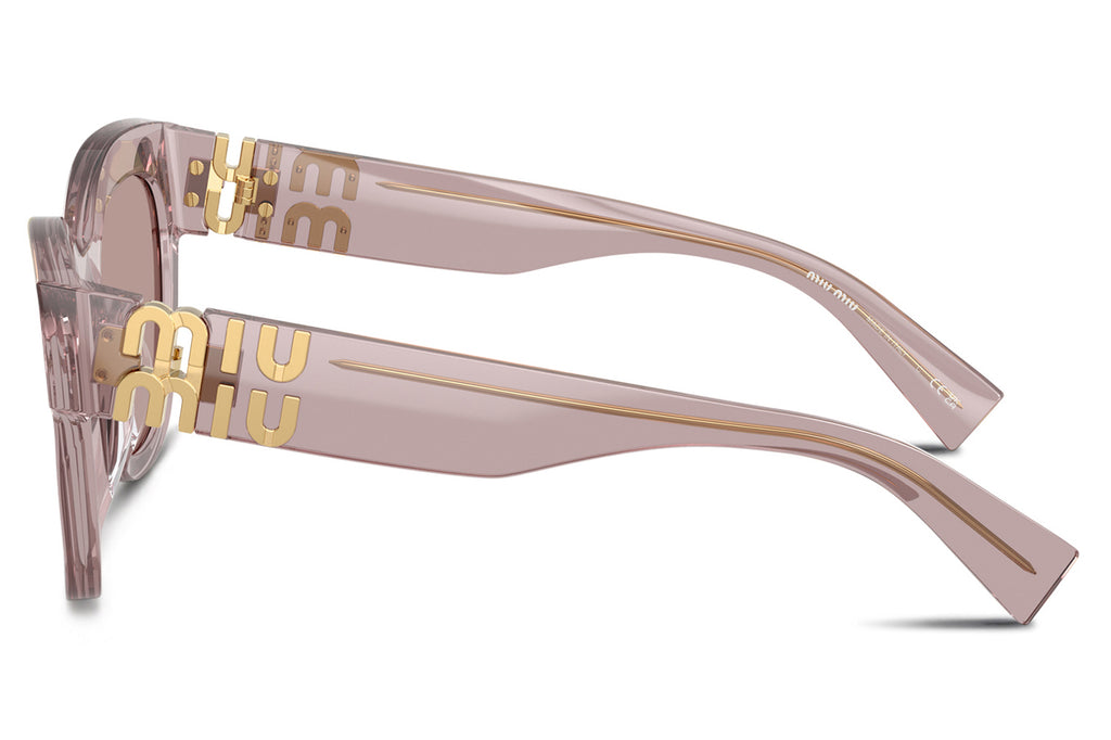 Miu Miu - MU 01YSF (Low Bridge Fit) Sunglasses Transparent Mauve with Light Purple Brown (12W20I)