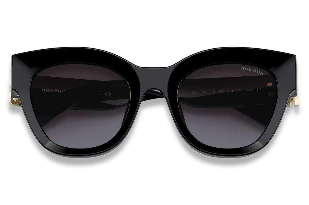 Miu Miu - MU 01YSF (Low Bridge Fit) Sunglasses Black with Grey Gradient Lenses (1AB5D1)
