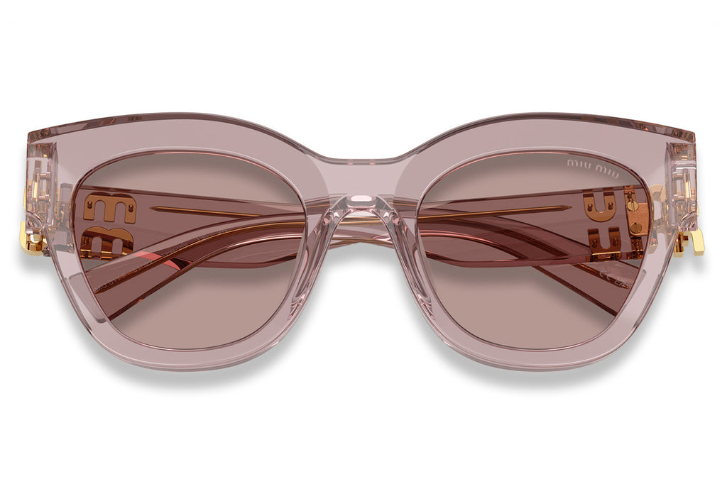 Miu Miu - MU 01YS Sunglasses Transparent Mauve with Light Purple Brown Lenses (12W20I)