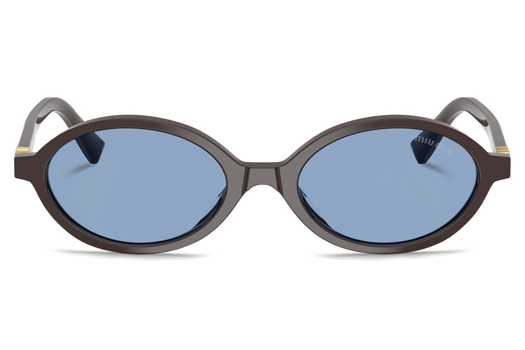 Miu Miu - MU 04ZSF (Low Bridge Fit) Sunglasses Moka with Light Blue Lenses (22C60O)