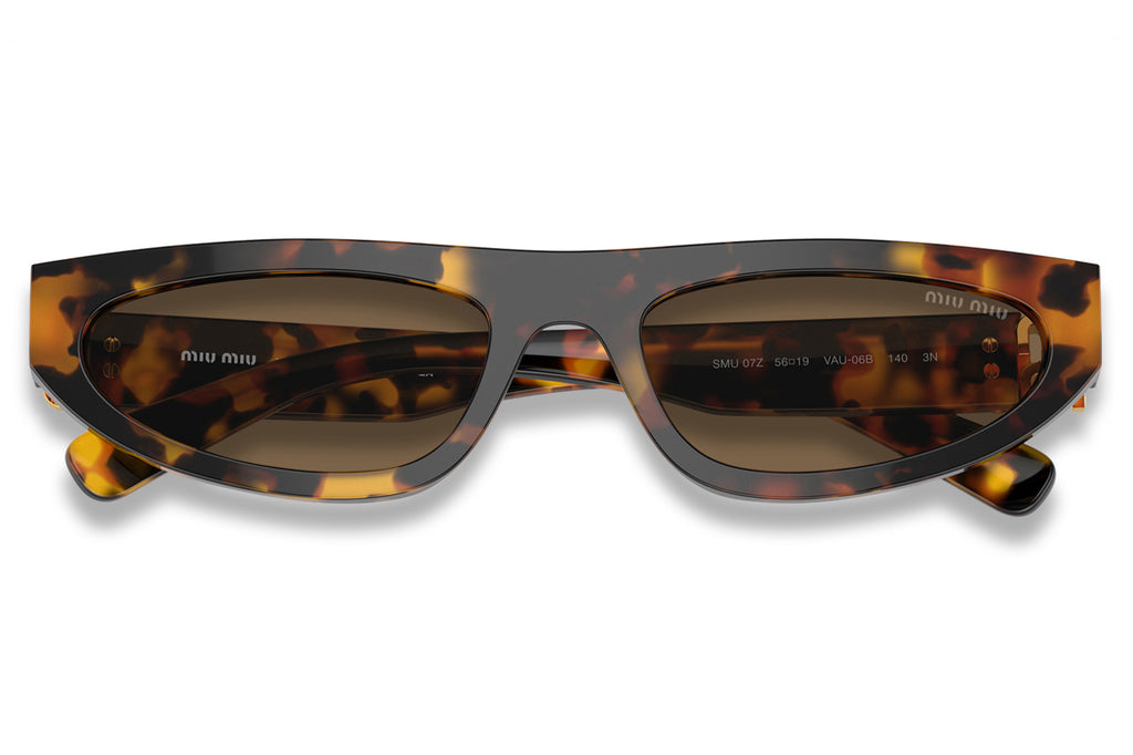 Miu Miu - MU 07ZS Sunglasses Honey Havana with Dark Brown Lenses (VAU06B)