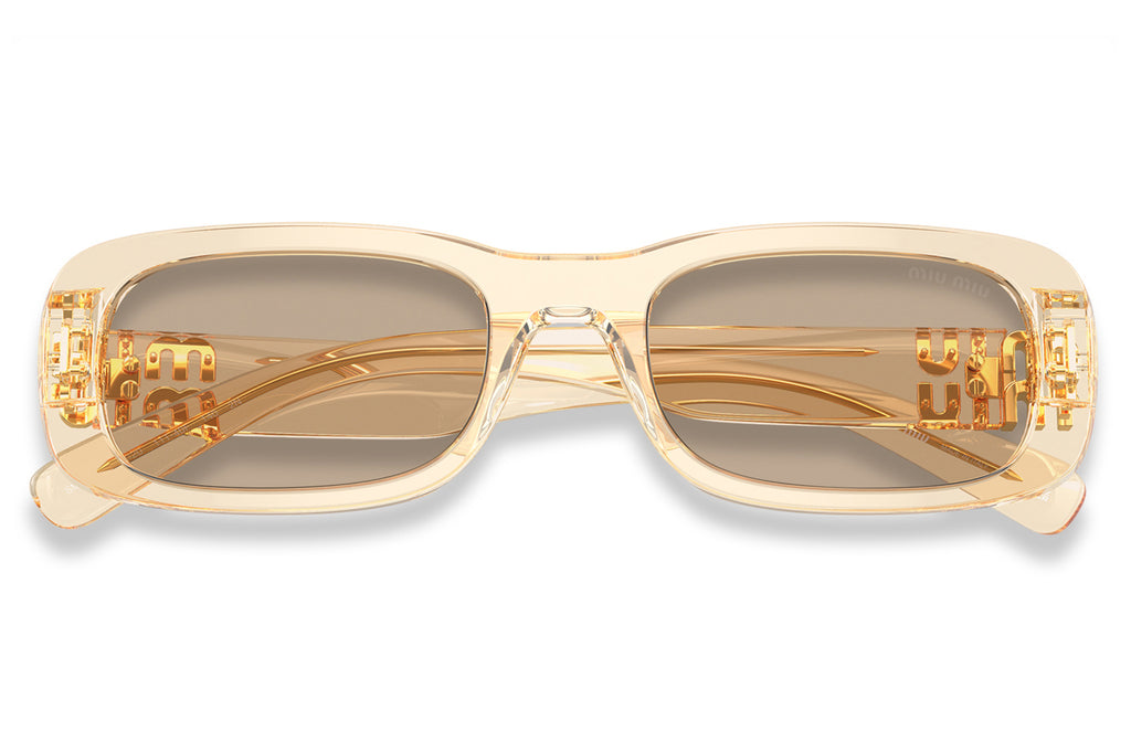 Miu Miu - MU 08ZS Sunglasses Transparent Sand with Dark Brown Lenses (11T40F)