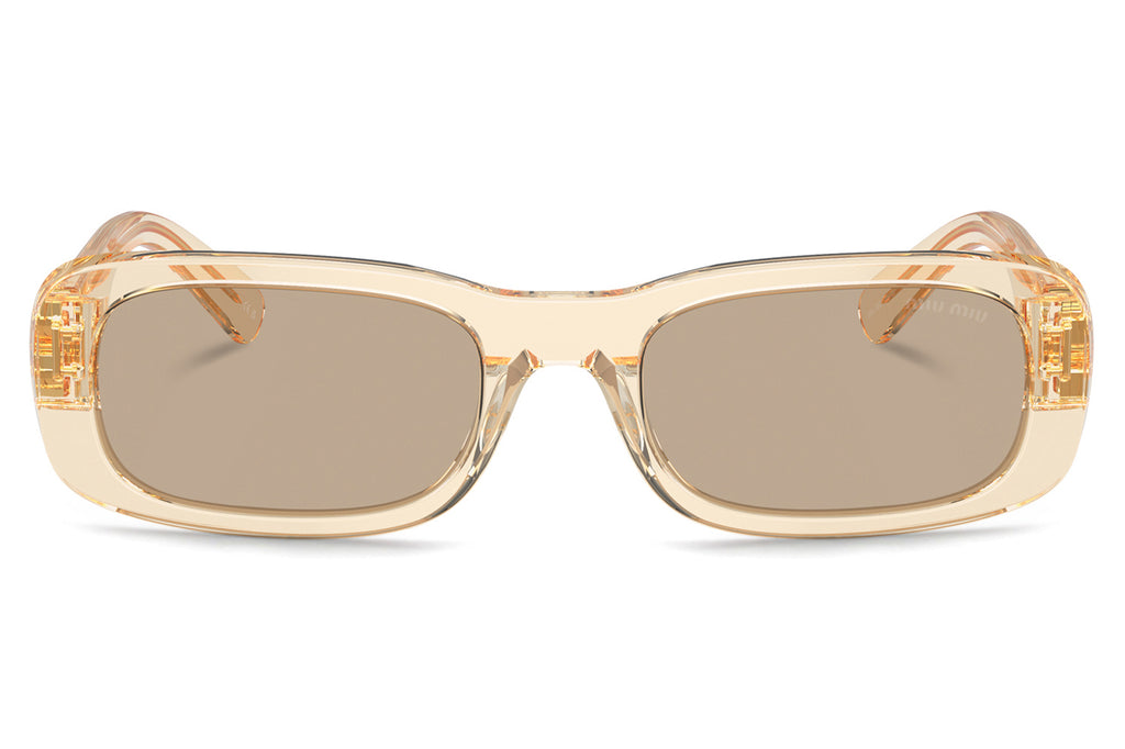 Miu Miu - MU 08ZS Sunglasses Transparent Sand with Dark Brown Lenses (11T40F)