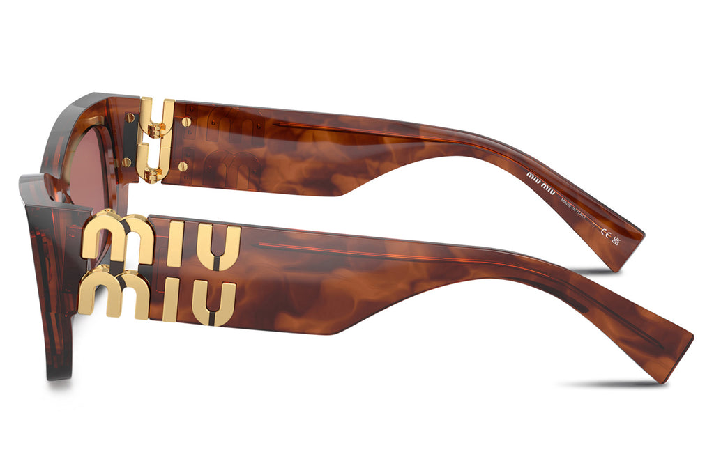 Miu Miu - MU 09WS Sunglasses Striped Tobacco with Dark Violet Lenses (11Q08S)