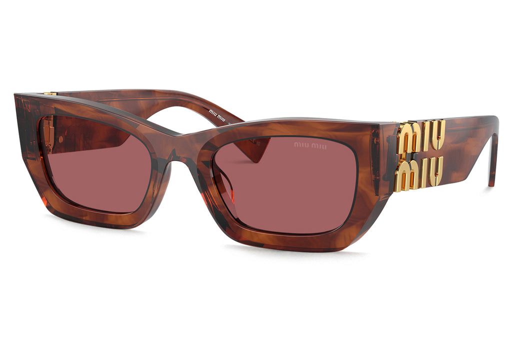 Miu Miu - MU 09WS Sunglasses Striped Tobacco with Dark Violet Lenses (11Q08S)