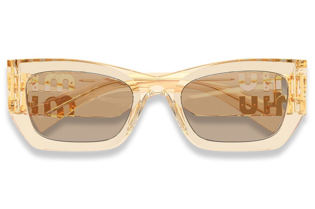 Miu Miu - MU 09WS Sunglasses Transparent Sand with Dark Brown Lenses (11T40F)