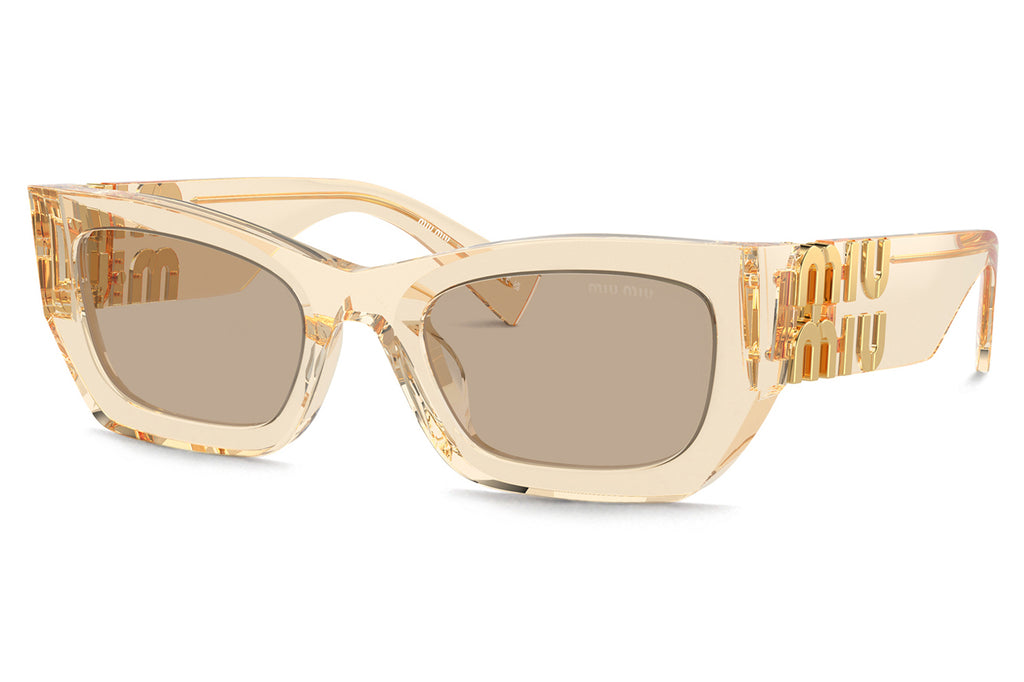 Miu Miu - MU 09WS Sunglasses Transparent Sand with Dark Brown Lenses (11T40F)