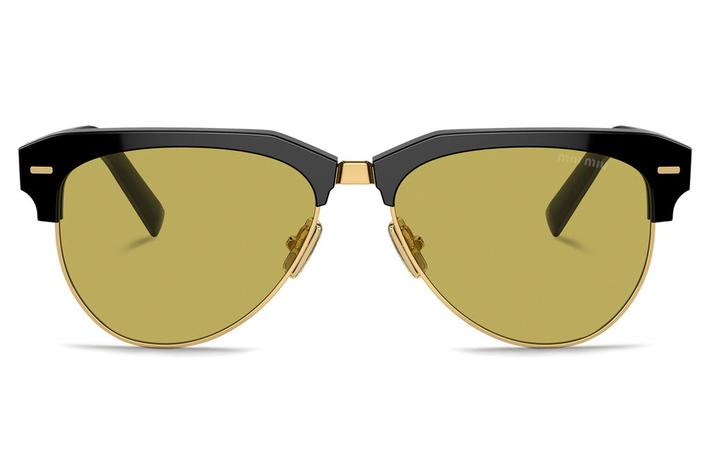 Miu Miu - MU 09ZS Sunglasses Black with Olive Green Lenses (1AB07O)
