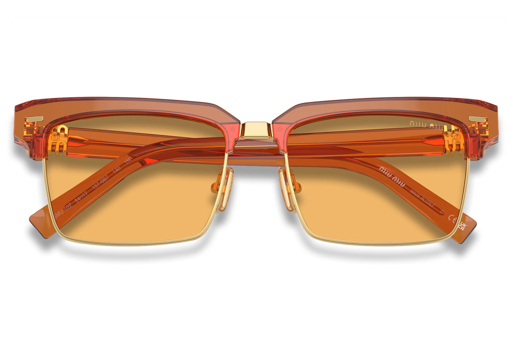 Miu Miu - MU 10ZS Sunglasses Transparent Caramel with Yellow Lenses (15T0B7)