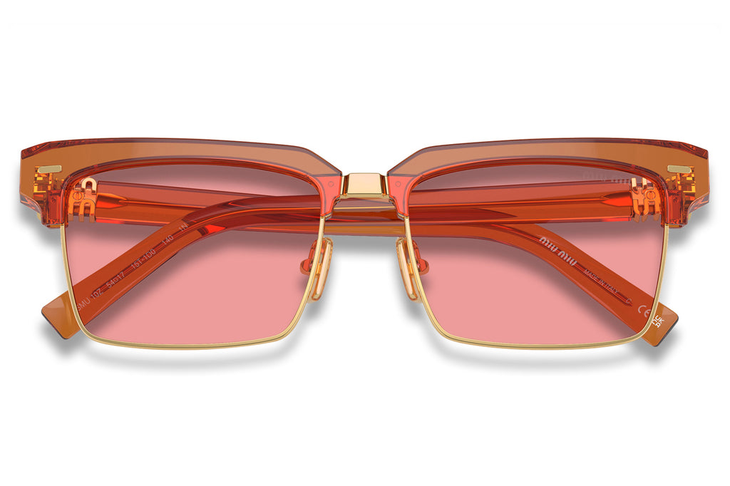 Miu Miu - MU 10ZS Sunglasses Transparent Caramel with Yellow Lenses (15T0B7)