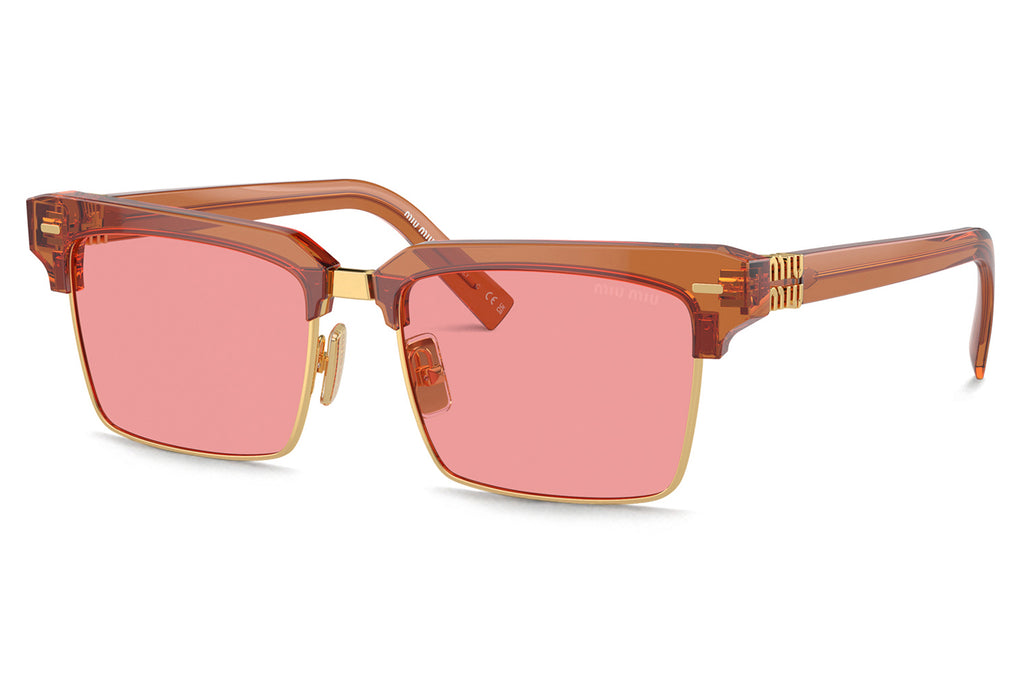 Miu Miu - MU 10ZS Sunglasses Transparent Caramel with Yellow Lenses (15T0B7)